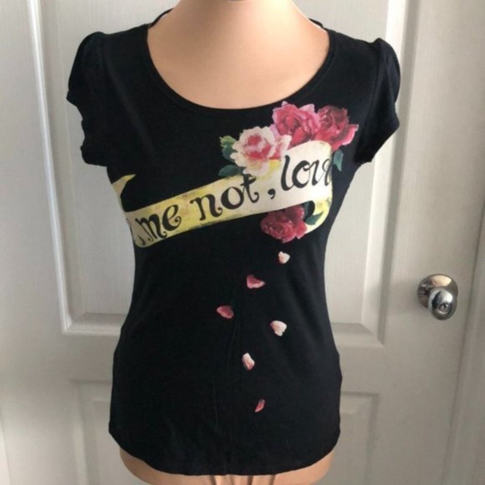 H&M DIVIDER Black Top Black Floral Sz.10